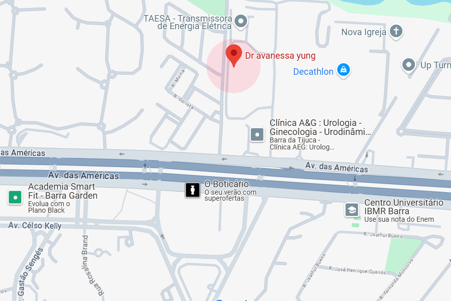 mapa marcando o endereço em Av. das Américas, 2480. Bloco 2 - sala 125 - Rio de Janeiro - RJ